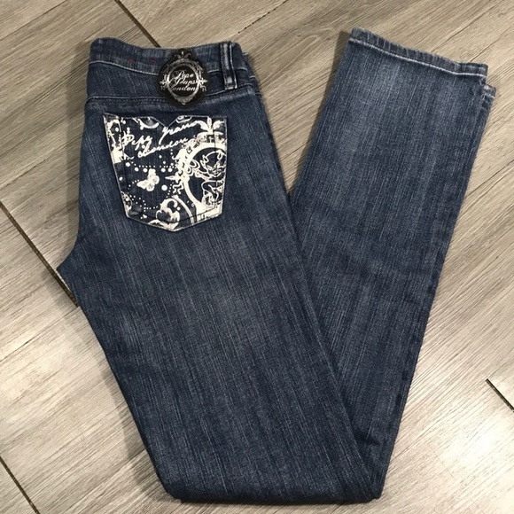 Pepe Jeans London Medium Wash Screen Print Pockets Straight Leg Jeans size 25 - Picture 1 of 12
